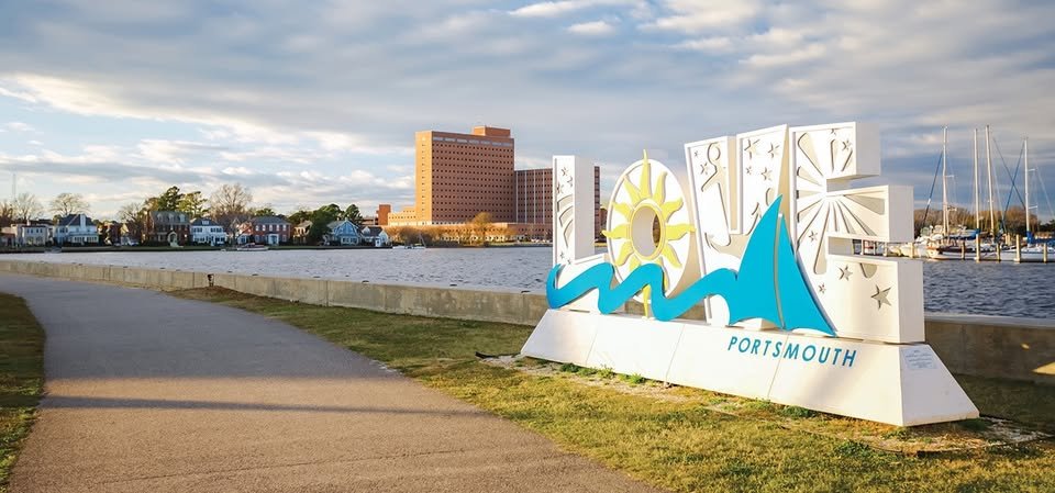 The LOVE sign on the Portsmouth, Virginia waterfront